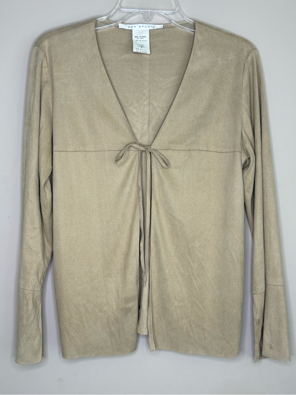 Max Studio Tan Tie-Front Lightweight Cardigan